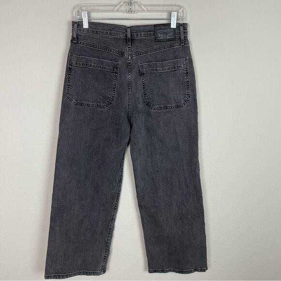 Levis Gray Washed Black Mile High Cropped Wide Leg Jeans 29 - Picture 5 of 8